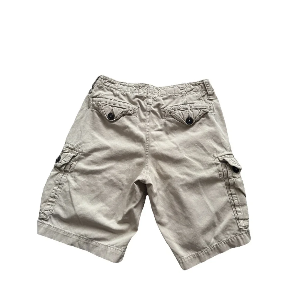 Vintage American Eagle Men's Y2K Cargo Shorts‎ Sz 30 Cream Classic Fit Pockets